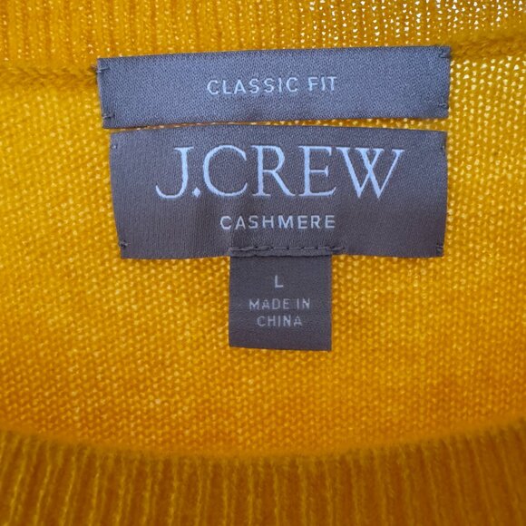J.Crew 100% Cashmere Yellow Crewneck Sweater Classic Fit Lightweight Large - Picture 4 of 9